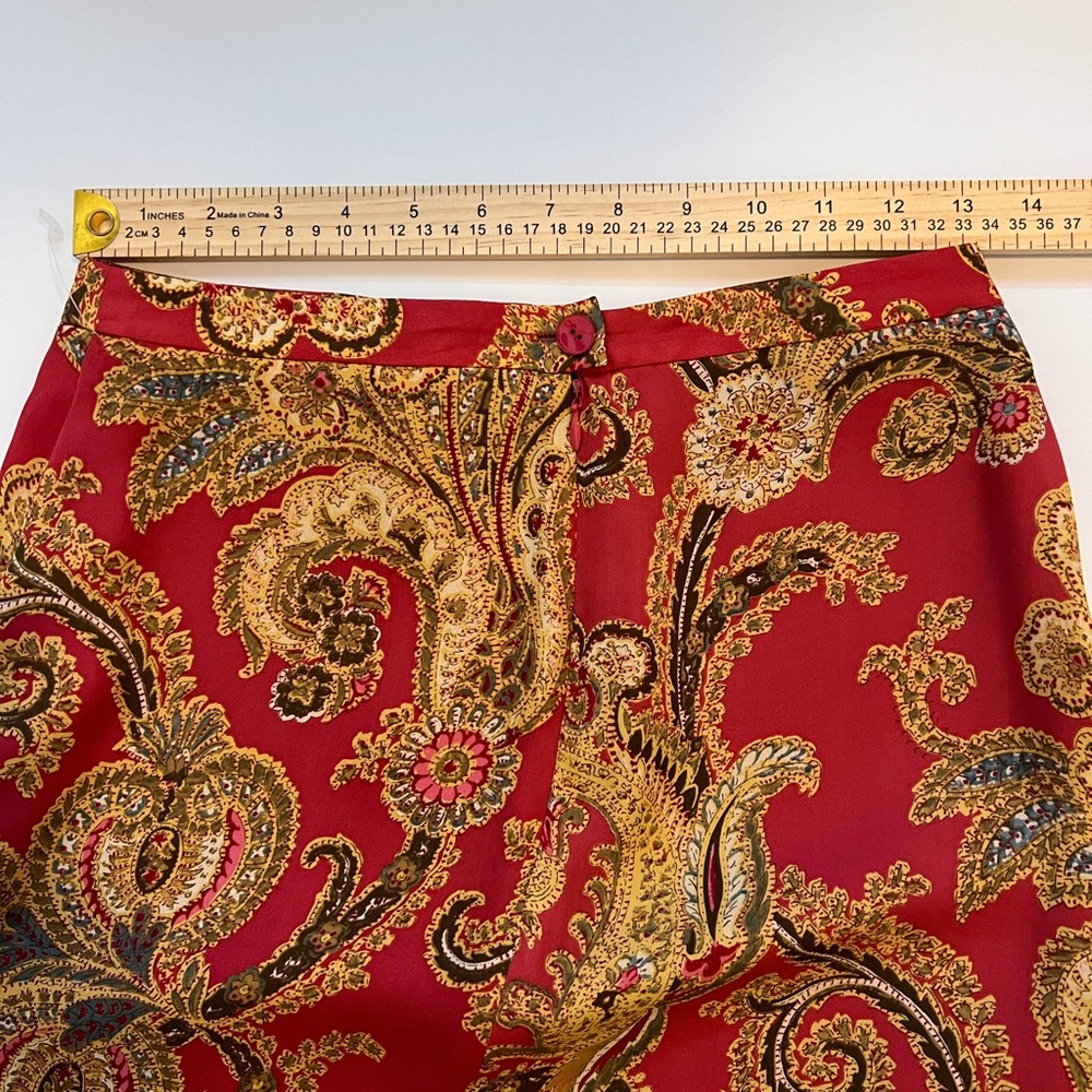 Vintage Jones New York Country 100% Silk Paisley Midi Skirt - Picture 7 of 10